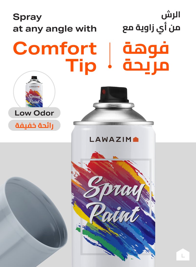 LAWAZIM Pack Of 3 Spray Paint Set - 304 Dark Grey - Multi-Surface 400ml Paint with Quick-Drying Cans - Ideal for Wood, Plastic, Metal, Interior & Exterior Uses, DIY, Automotive, and Arts & Crafts - Image 3